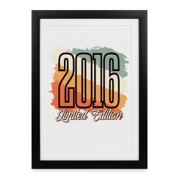 2016 Année de naissance Anniversaire Année de construction Vintage Rétro - Affiche encadrée (27 × 37 cm) - noir - Devant