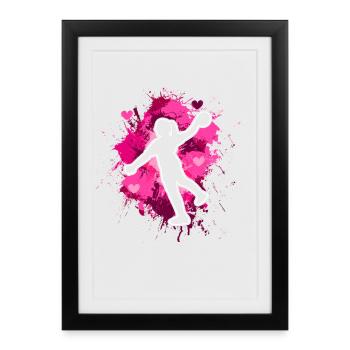 Handball Handball Joueur de handball féminin - Affiche encadrée (27 × 37 cm) - noir - Devant