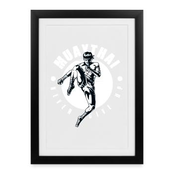 Muay Thai Boxing Kickboxing n’abandonne jamais le MMA - Affiche encadrée (27 × 37 cm) - noir - Devant