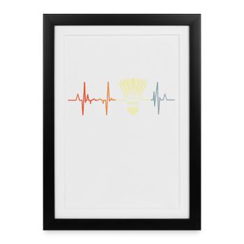 Badminton heartbeat - Framed poster (27 × 37 cm) - black - Front