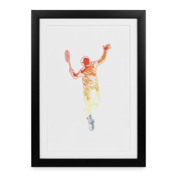 Badminton player drawing - Framed poster (27 × 37 cm) - black - Front