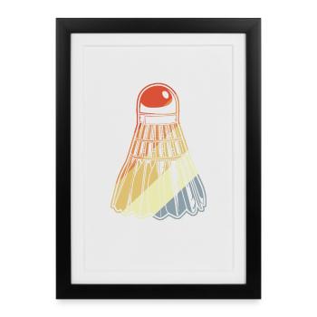 Badminton Birdie - Affiche encadrée (27 × 37 cm) - noir - Devant