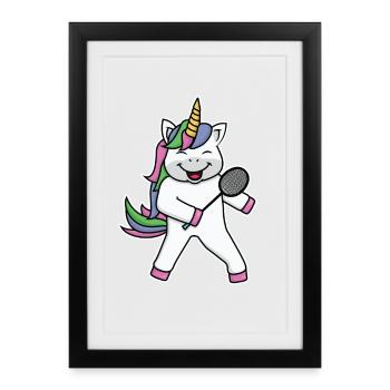 Licorne de badminton - Affiche encadrée (27 × 37 cm) - noir - Devant