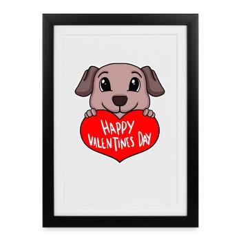 Valentine's Day Heart Dog Dog Owner - Framed poster (27 × 37 cm) - black - Front