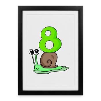 8 ans - 8e anniversaire avec motif animalier - Affiche encadrée (27 × 37 cm) - noir - Devant