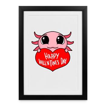 Valentine's Day Heart Axolotl - Framed poster (27 × 37 cm) - black - Front
