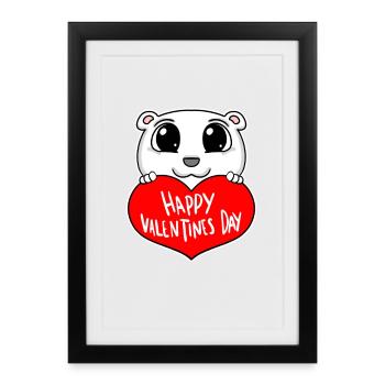 Ours de cœur de la Saint-Valentin - Affiche encadrée (27 × 37 cm) - noir - Devant