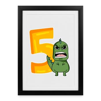 5 years old - 5th birthday with animal motif - Framed poster (27 × 37 cm) - black - Front