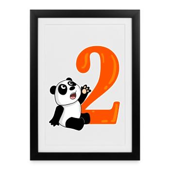 2 ans - 2ème anniversaire avec motif animal - Affiche encadrée (27 × 37 cm) - noir - Devant