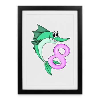 8 ans - 8e anniversaire avec motif animalier - Affiche encadrée (27 × 37 cm) - noir - Devant