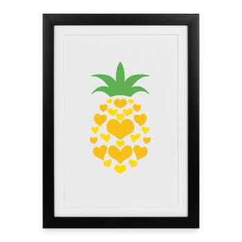 Cœur d’ananas - Affiche encadrée (27 × 37 cm) - noir - Devant