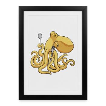 Cuisine de cuisine à couverts de poulpe - Affiche encadrée (27 × 37 cm) - noir - Devant