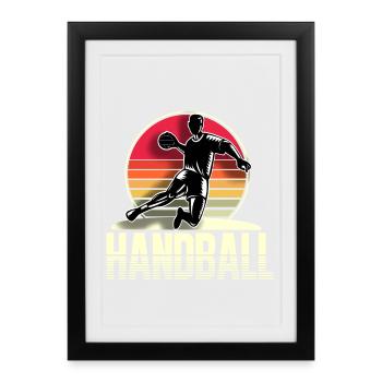 Handball Handballeur - Affiche encadrée (27 × 37 cm) - noir - Devant