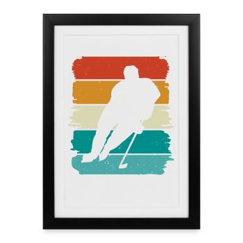 Hockey sur glace - Affiche encadrée (27 × 37 cm) - noir - Devant