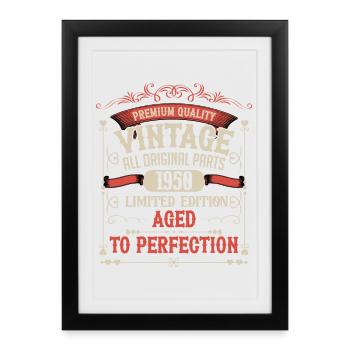 1950 Année de naissance Né Anniversaire Vintage - Affiche encadrée (27 × 37 cm) - noir - Devant