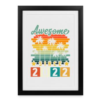 2022 Anniversaire Né Année de naissance millésime - Affiche encadrée (27 × 37 cm) - noir - Devant