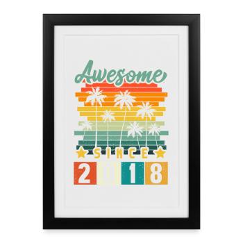 2018 Anniversaire Naissance Année de naissance Millésime - Affiche encadrée (27 × 37 cm) - noir - Devant