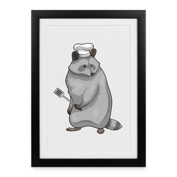 Cuisinière de laveurs Cuisinière Cuisine de Spatules - Affiche encadrée (27 × 37 cm) - noir - Devant
