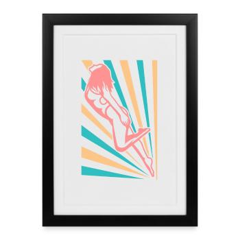 Natation filles - Affiche encadrée (27 × 37 cm) - noir - Devant