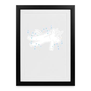 Licornes nageuses - Affiche encadrée (27 × 37 cm) - noir - Devant