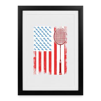 4 juillet Badminton - Affiche encadrée (27 × 37 cm) - noir - Devant