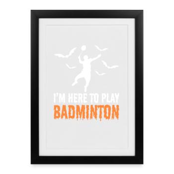 Badminton d’Halloween - Affiche encadrée (27 × 37 cm) - noir - Devant