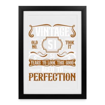 51e anniversaire Vintage Rétro - Affiche encadrée (27 × 37 cm) - noir - Devant