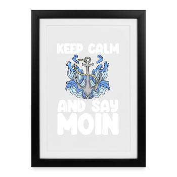 Mer du Nord Dicton bas allemand Moin - Affiche encadrée (27 × 37 cm) - noir - Devant