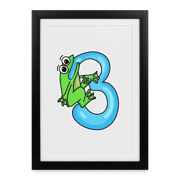 3 Years Old - 3rd Birthday with Animal Motif - Framed poster (27 × 37 cm) - black - Front