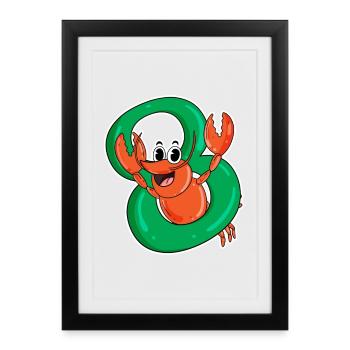 8 ans - 8e anniversaire avec motif animalier - Affiche encadrée (27 × 37 cm) - noir - Devant