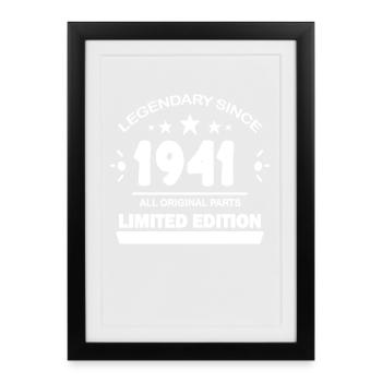 1941 - Né 1941 - Année de construction 1941 Spruch - Affiche encadrée (27 × 37 cm) - noir - Devant