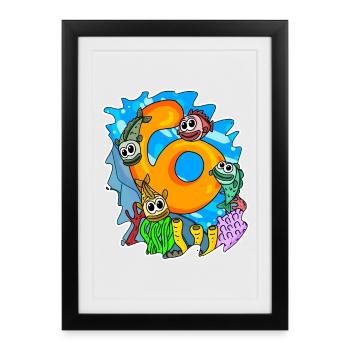 6 ans de poisson - Affiche encadrée (27 × 37 cm) - noir - Devant