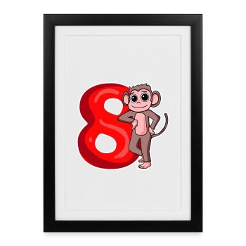 8 years old - 8th birthday with animal motif - Framed poster (27 × 37 cm) - black - Front