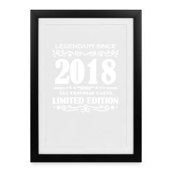 2018 - Année 2018 - Année de construction 2018 Spruch - Affiche encadrée (27 × 37 cm) - noir - Devant