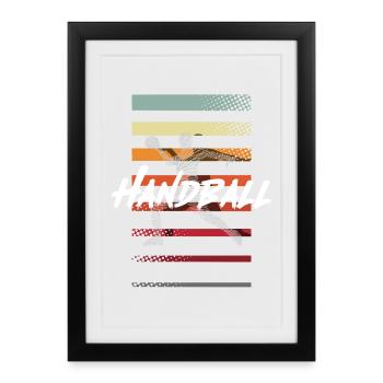 Handball Handballeur - Affiche encadrée (27 × 37 cm) - noir - Devant