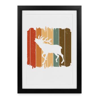 Cerf - Affiche encadrée (27 × 37 cm) - noir - Devant