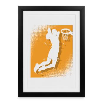 Joueurs de basket-ball - Affiche encadrée (27 × 37 cm) - noir - Devant
