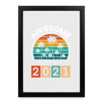 2021 Anniversaire Naissance Année de naissance millésime - Affiche encadrée (27 × 37 cm) - noir - Devant