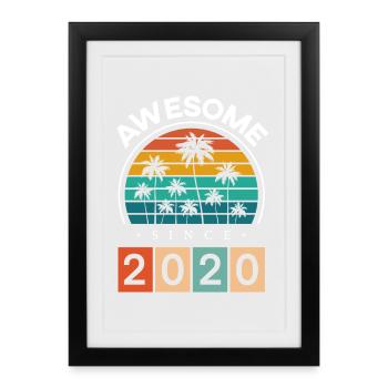 2020 Né Anniversaire Année de naissance Millésime - Affiche encadrée (27 × 37 cm) - noir - Devant