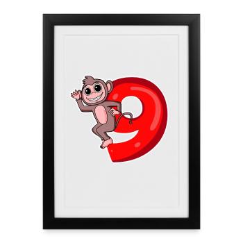 8 years old - 8th birthday with animal motif - Framed poster (27 × 37 cm) - black - Front