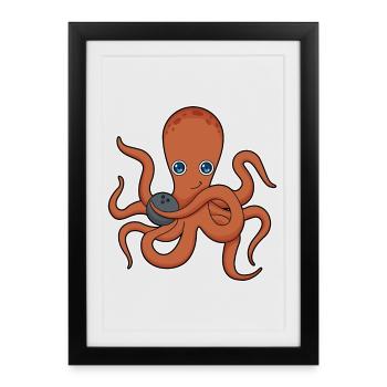 Boule de bowling Octopus Bowling - Affiche encadrée (27 × 37 cm) - noir - Devant