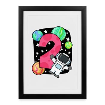 2 ans Cadeau d’anniversaire de garçon - Affiche encadrée (27 × 37 cm) - noir - Devant