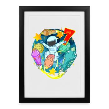7 ans anniversaire - Affiche encadrée (27 × 37 cm) - noir - Devant