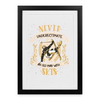 Skiers Skiing Winter Sports Mountains Gift - Framed poster (27 × 37 cm) - black - Front