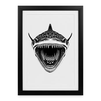 Great shark with open mouth - Framed poster (27 × 37 cm) - black - Front