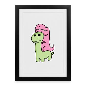 Deux dinosaures - Affiche encadrée (27 × 37 cm) - noir - Devant