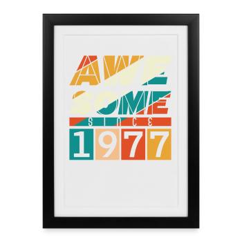 1977 Naissance Anniversaire Année de naissance millésime - Affiche encadrée (27 × 37 cm) - noir - Devant