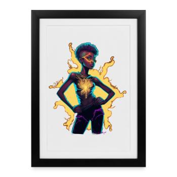 Figurine de conscience d’énergie lumineuse - Affiche encadrée (27 × 37 cm) - noir - Devant