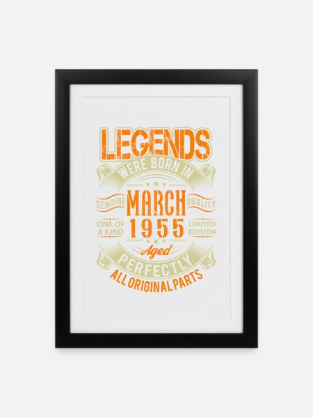 1955 März Geburtstag Legende - Gerahmtes Poster (27 × 37 cm) - Schwarz