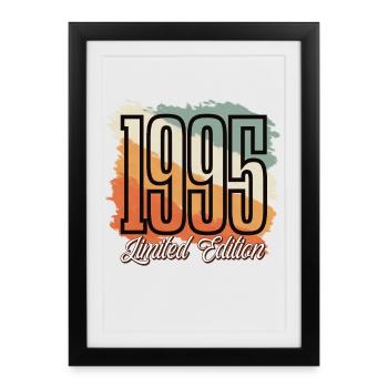 1995 Année de naissance Anniversaire Année de construction Vintage Rétro - Affiche encadrée (27 × 37 cm) - noir - Devant